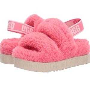 NWT UGG CORAL Oh Fluffita Fur Sandals sz 6 PINK